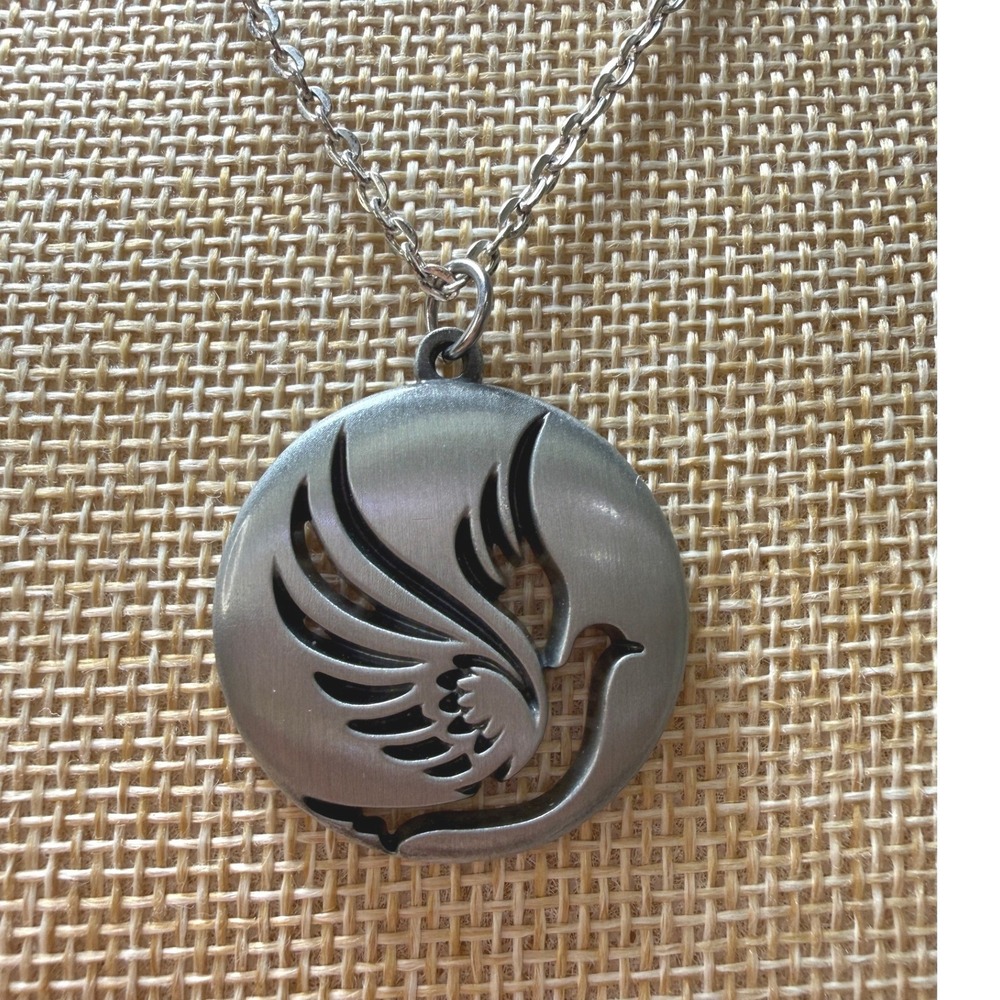 Boho Minimalist Silver Bird Dove Pendant Necklace from Unbranded